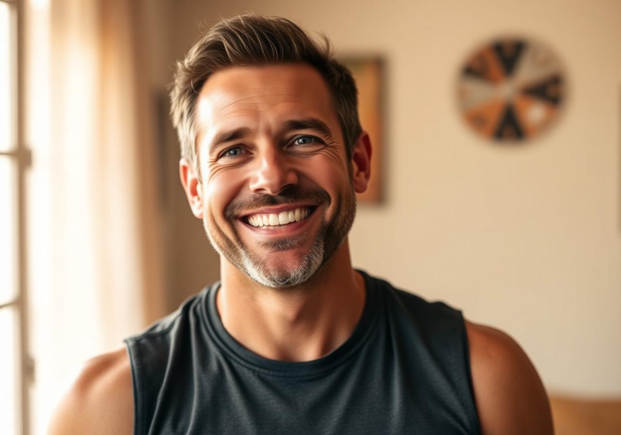 Confident man feeling energetic after using Valeron